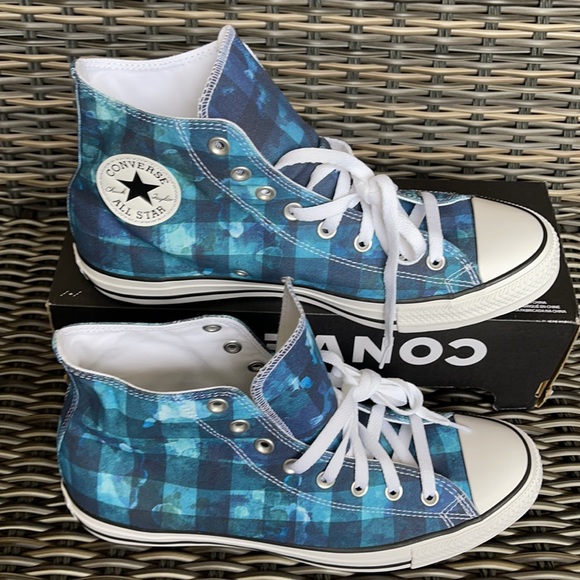 Converse Ctas Hi Blue Plaid/White/Black MEN`S - Picture 3 of 16